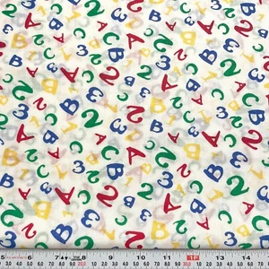 Vintage Marcus Brothers ABC’s & 123’s Cotton Blend Fabric by the HALF YARD - Picture 1 of 2