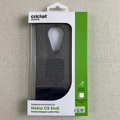 Nokia C5 Endi NIB Premium Designer Leather Smart Phone Case Grey Multi Material - Image 1 of 4