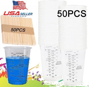 50Pcs Mixing Cup Paint Measuring Cups Resin Epoxy Ratios Disposable Cup DIY Tool - Picture 1 of 14