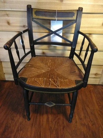 Antique 18th Century Cross Back Rush Arm Chair Cover