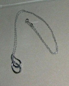 DAMEN STERLINGSILBER DIAMANT AKZENTE HALSKETTE & 18 "KETTE SCHMUCK GESCHENK - Bild 1 von 6