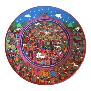 VINTAGE MEXICAN FOLK ART WEDDING STORY PLATE  - Picture 1 of 8