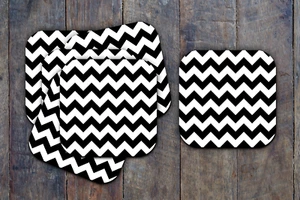 Black & White Drink Coasters Set of Six Neoprene - Picture 1 of 3