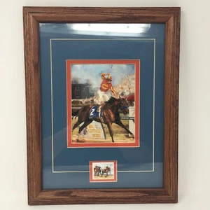 Sportpferde 1. Mai 1993 29 Cent Kentucky Derby Stempel gerahmt mit Kunstwerk - Bild 1 von 6