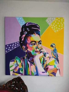 Frida Kahlo painting by Ayşegül 90 x 90 , arclyc on canvas, signed canvas art - Picture 1 of 7