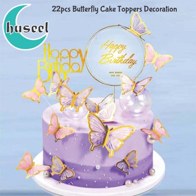 LANGPA 22-Pieces Butterfly Cake Decorations With India