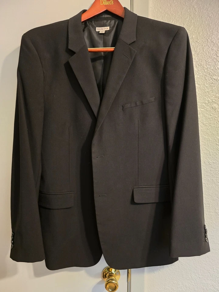 Классическое спортивное пальто Merona мужское большое приталенное с карманами на двух пуговицах черное - Изображение 1 из 4