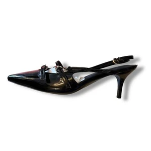 NIB Black Pointed Toe Heels Ankle Strappy Buckle Stiletto Party Sexy Shoes US 9 - Picture 1 of 15