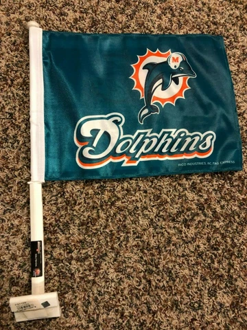 MIAMI DOLPHINS LOGO w/ NAME 11X14 CAR flag superior GENUINE NFL Lic us seller Cover