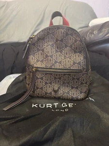 Kurt Geiger Mini Backpack Eagle Richmond Brown Logo. - Picture 1 of 10