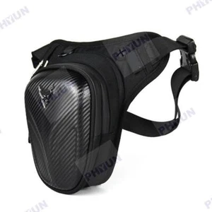 Carbon Fiber Style Motorcycle Waterproof Hard Shell Leg Bag Hip Thigh Pack 1pc - Picture 1 of 7