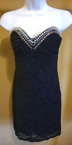 NWT $99 Jump Apparel Black Solid Lace Bodycon Stripless Dress Size: 11/12 - Picture 1 of 1