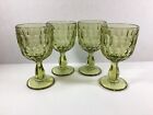 Set Of 4 Fenton Colonial Green Thumbprint Wine Glasses ~5”