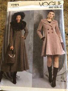 🌷VOGUE #V1971 - LADIES BEAUTIFUL TWO STYLE DOUBLE BREASTED COAT PATTERN 6-14 FF - Picture 1 of 2