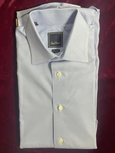 DAVID DONAHUE MENS BLUE COTTON TRIM FIT DRESS SHIRT SIZE 15.5/32-33 - Picture 1 of 6