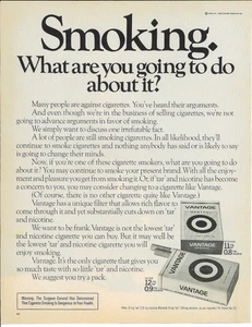 1972 VANTAGE Cigarette Tobacco Pack Vintage Magazine Print Advertising - Picture 1 of 1