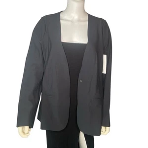 Athleta Black Avenue Stretch Fit Blazer Minimalist Sleek NWT Sz 12 Org $198 - Picture 1 of 10
