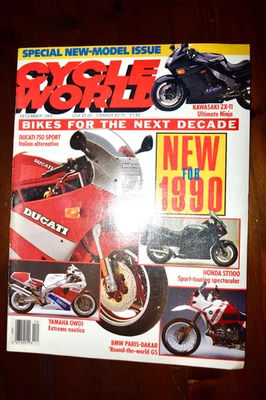 Cycle World Magazine December 1989 Kawasaki ZX-11 Ducati 750 Sport Honda ST1100 Foto 1 de 3