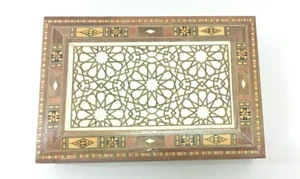 Große rechteckige Holz Schmuckschatulle Intarsien schöne arabische Mosaike - Bild 1 von 10