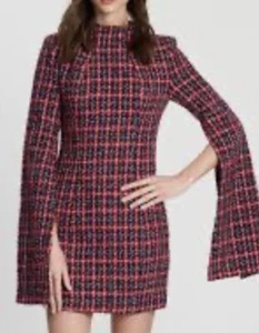 Mossman The Regal Mini Dress Size 12 Red Statement Sleeve Occasion Stunning VGC - Picture 1 of 11