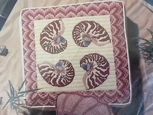 NEW Creative Expressions Seashell Needlepoint Pillow Kit~ 14" X 14"~ SHIPS FREE! - Picture 1 of 3