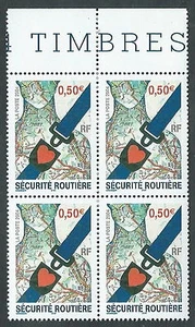 2004 FRANCIA CONGIUNTA ITALIA SICUREZZA STRADALE QUARTINA MNH ** - ED4 - Foto 1 di 1