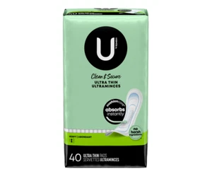 U by Kotex Clean & Secure Ultra-thin Pads Heavy Absorbency Breathable 40 CT - Picture 1 of 1