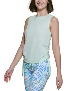 $40 Calvin Klein Performance Ruched Side-Tie Tank Top Green Size Small - Picture 1 of 1