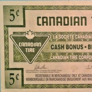 Canadian Tire 5 Cents Cash Bonus Money 2013 - Picture 1 of 3