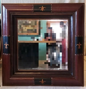 Mirror Fleur-de-lis Design Brown Bnd Black Color 48x48 inches - Picture 1 of 10