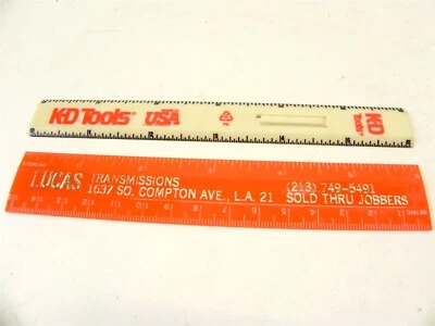 VINTAGE PREOWNED POCKET RULERS BY LUCAS TRANSMISSIONS AND K-D TOOLS  - Image 1 of 4