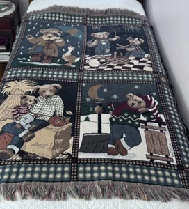 "Manta con flecos tapiz tejido de cuatro estaciones TEDDY BEAR CPCA 46"" X 60""" - Imagen 1 de 9