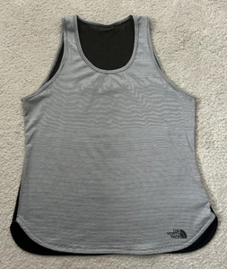 The North Face Flashdry Tank Top Womens Gray Stripe Black Back Sz M - Picture 1 of 15