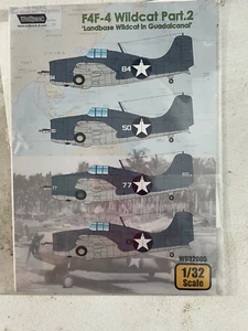 WPDDEC32005 1:32 Wolfpack Decal - F4F-4 Wildcat Part 2 'Landbase Wildcat in - Picture 1 of 1