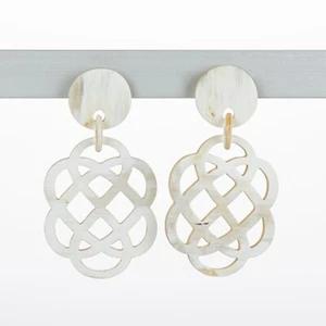 Horn Ohrringe Blume des Lebens  handgemacht Büffelhorn Ohrhänger Natur handmade - Bild 1 von 11