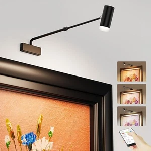 Wireless Picture Lights with Retractable Adjustment, Dimmable Rechargeable Art - Picture 1 of 9