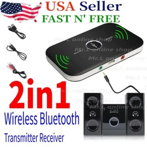Bluetooth 5.0 Transmitter Receiver 2 IN 1 Wireless Audio 3.5mm Jack Aux Adapter - Picture 1 of 4