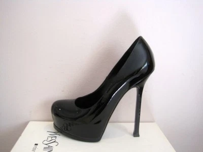 Sapatos YSL Yves Saint Laurent Tribtoo 105 preto patenteado 39,5 $825 - Imagem 1 de 4