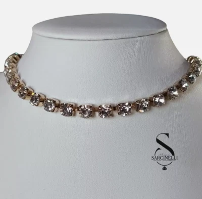 COLLANA DONNA GIROCOLLO COLLARINO CON BRILLANTI STRASS  GIOIELLO MADE IN ITALY - Immagine 1 di 3