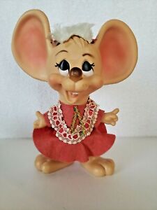 VTG Huron Products Big Ear Mrs. Claus Plastic Mouse Bank Christmas