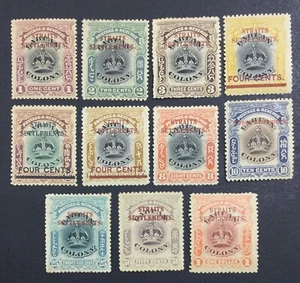 MOMEN: MALAYA STRAITS SG #141-151 1906-07 MINT OG H £400 LOT #60184 - Picture 1 of 2