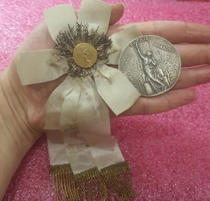 1900 Olympic Paris e French NOC Gymnastic Team pin badge plus medal - Picture 1 of 8