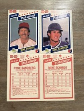 Mike Schmidt/Ryne Sandberg 1987 M&M's Star Lineup 2-Card Panel #3 & #4 Ex-MRMT