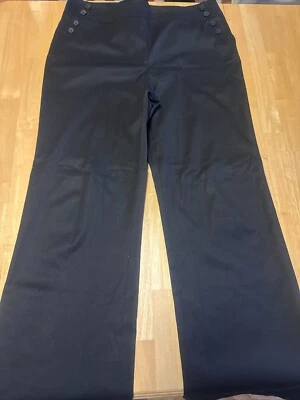 Pantalones Negros ANNE KLEIN Hermosos Carrera Elegantes Elastizados Pierna Ancha Talla 14 Botones Foto 1 de 4