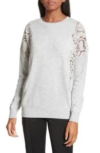 New Ted Baker London Tae Lace Shoulder Sweater In Gray Sz1= US 0-2 Retail $229 - Picture 1 of 11