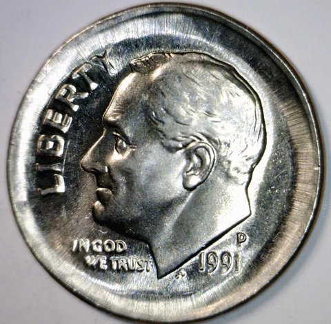 1991 ERROR LARGE Broad Struck Roosevelt Dime CH BU Coin .05 SIZE Broad Strike #3 Cover