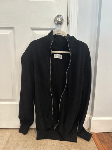 Felpa cardigan Maison Margiela lana a costine con zip oversize piccola S