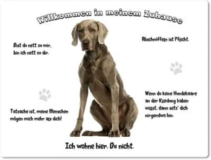 Warnschild - 20x30cm - Willkommen in Meinem Zuhause - Weimaraner - Bild 1 von 1