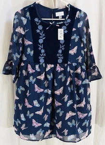 The Children's Place Girls' Long Sleeve Boho Dress Navy Size 14 - Picture 1 of 2