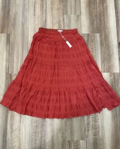 NWT Max Studio London Textured Maxi Skirt Size Large Orange Terrcota 2702K17 - Picture 1 of 8